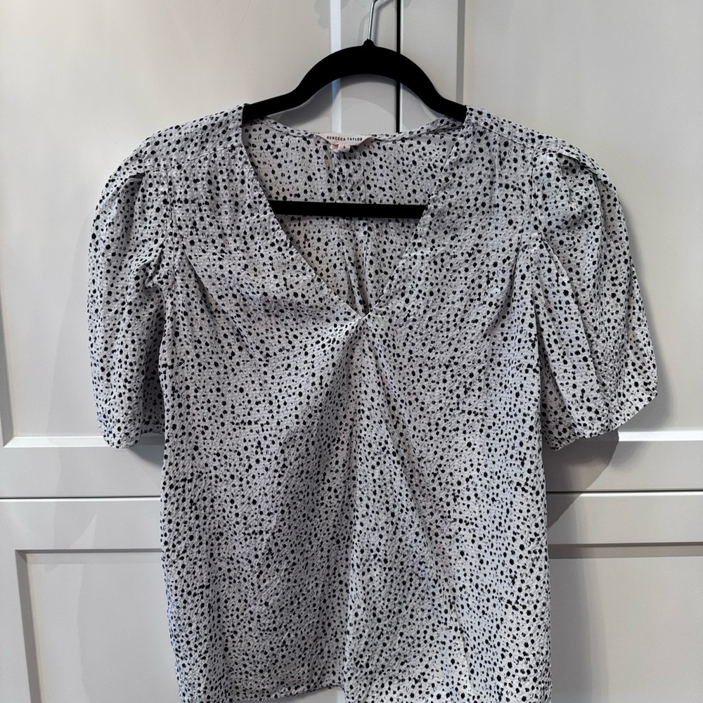 Women's Rebecca Taylor Black and White Silk Blouse